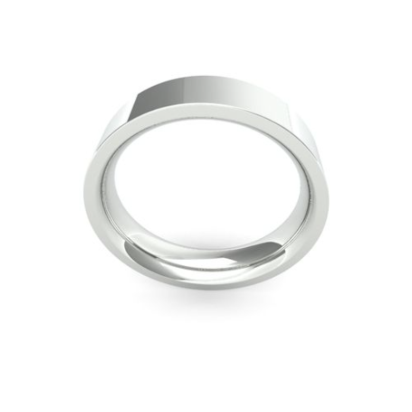 Ladies 5mm Heavy Weight Flat Court wedding band available to buy online in 9 & 18ct yellow, white or rose gold and Platinum. goldanddiamonds.co.uk