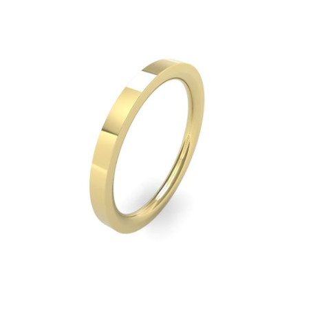 Men's 2mm Heavy Weight Flat Court Shaped plain wedding band, available in 9 & 18ct yellow, rose or white gold and Platinum online at goldanddiamonds.co.uk