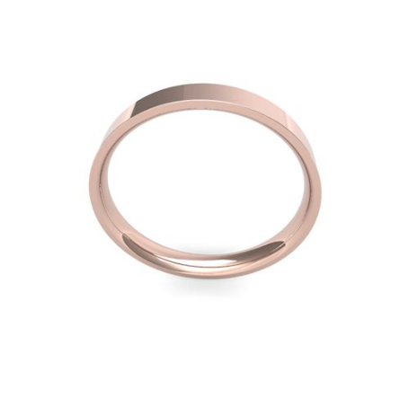 Men's 3mm Lightweight Flat Court Shaped plain wedding band, available in 9 & 18ct yellow, rose or white gold and Platinum online at goldanddiamonds.co.uk