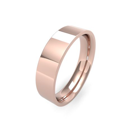 Mens 5mm Medium Weight Flat Court wedding band available to buy online in 9 & 18ct yellow, white or rose gold and Platinum. goldanddiamonds.co.uk