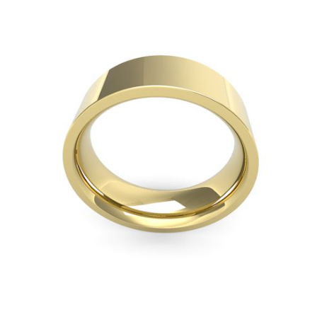 Mens 7mm Heavy Weight Flat Court wedding band available to buy online in 9 & 18ct yellow, white or rose gold and Platinum. goldanddiamonds.co.uk