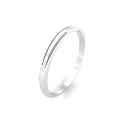 Ladies 2mm Lightweight D-Sahpe plain wedding band available in 9 & 18ct yellow, rose or white gold and platinum, online at goldanddiamonds.co.uk