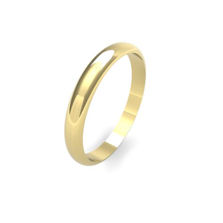 Ladies 3mm lightweight D Shaped wedding band available in 9 & 18ct Yellow, Rose or White Gold and Platinum online at goldanddiamonds.co.uk