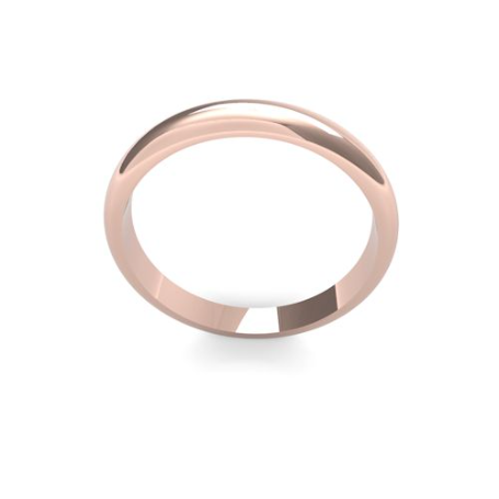 Ladies 3mm medium weight D Shaped wedding band available in 9 & 18ct Yellow, Rose or White Gold and Platinum online at goldanddiamonds.co.uk