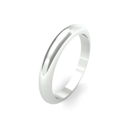 Ladies 3mm heavy weight D Shaped wedding band available in 9 & 18ct Yellow, Rose or White Gold and Platinum online at goldanddiamonds.co.uk