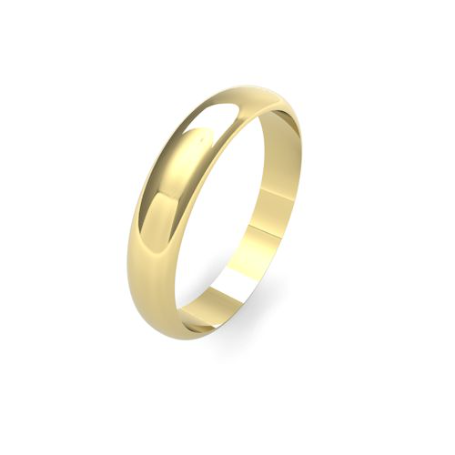 Ladies 4mm lightweight D Shaped wedding band available in 9 & 18ct Yellow, Rose or White Gold and Platinum online at goldanddiamonds.co.uk