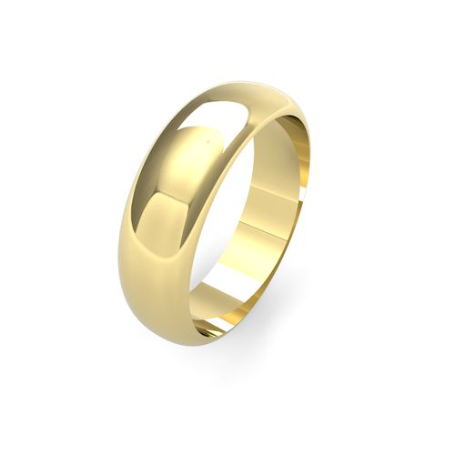 Ladies 6mm medium weight D Shaped wedding band available in 9 & 18ct Yellow, Rose or White Gold and Platinum online at goldanddiamonds.co.uk