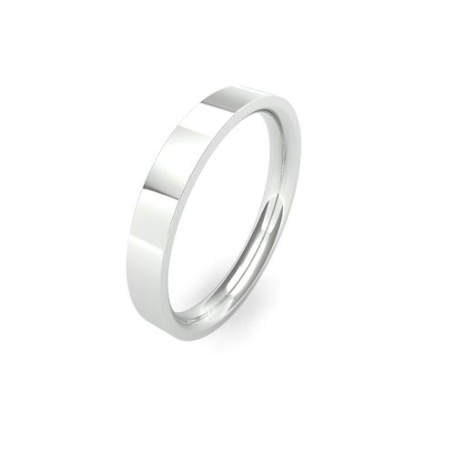 Mens 3mm Medium Weight Flat Court wedding band available to buy online in 9 & 18ct yellow, white or rose gold and Platinum. goldanddiamonds.co.uk
