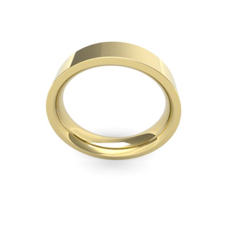 Mens 5mm Heavy Weight Flat Court wedding band available to buy online in 9 & 18ct yellow, white or rose gold and Platinum. goldanddiamonds.co.uk