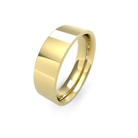 Mens 6mm Medium Weight Flat Court wedding band available to buy online in 9 & 18ct yellow, white or rose gold and Platinum. goldanddiamonds.co.uk