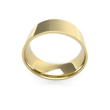 Mens 8mm Lightweight Flat Court wedding band available to buy online in 9 & 18ct yellow, white or rose gold and Platinum. goldanddiamonds.co.uk
