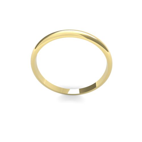 Men's 2mm Lightweight D-Sahpe plain wedding band available in 9 & 18ct yellow, rose or white gold and platinum, online at goldanddiamonds.co.uk