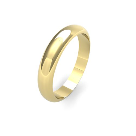 Men's 4mm medium weight D Shaped wedding band available in 9 & 18ct Yellow, Rose or White Gold and Platinum online at goldanddiamonds.co.uk