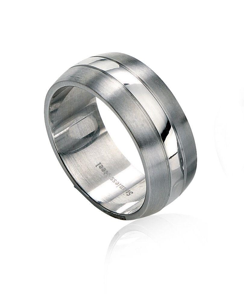 "9mm Stainless Steel Ring with polished inner band and spinning brushed outer bands, AnchorCert Pro certified skin safe, in fredbennett® branded packaging."