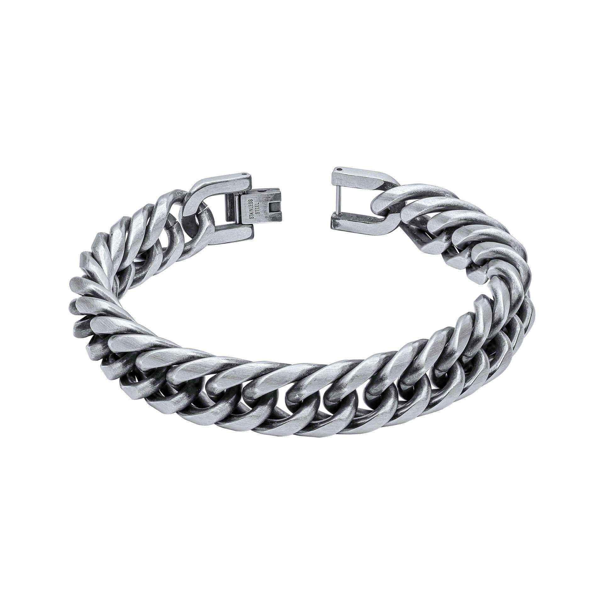 "fredbennett® Oxidised Heavyweight Foxtail Bracelet – A bold and textured men’s bracelet crafted from heavyweight stainless steel with a rugged oxidised finish and classic foxtail link design. AnchorCert® certified and presented in luxury suede packaging from Gold and Diamonds."