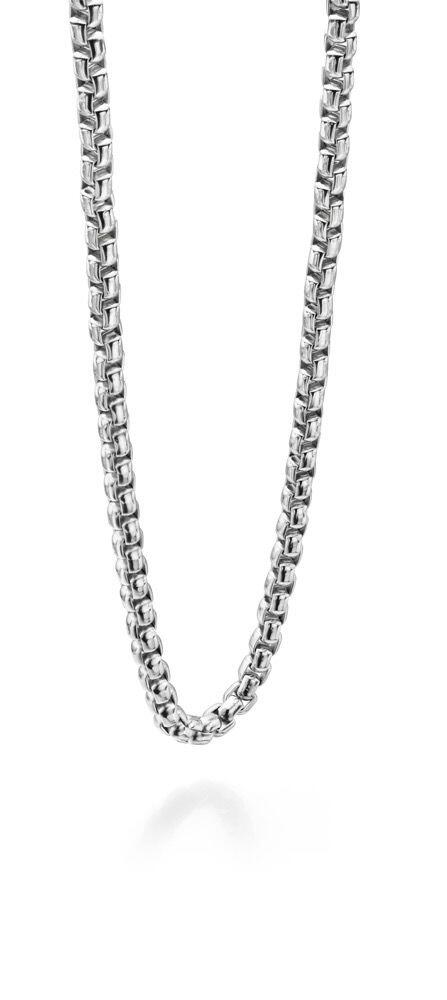 "fredbennett® Heavyweight Stainless Steel Belcher Chain Necklace – bold 60cm polished men’s chain, skin-safe and presented in a suede pouch from Gold and Diamonds."