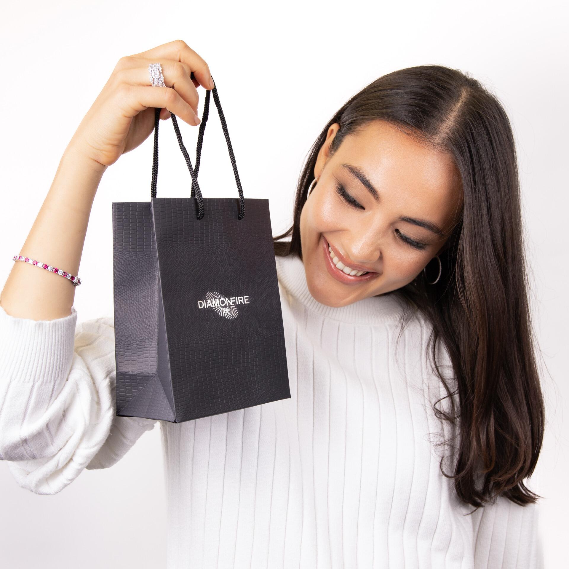 "Diamonfire® Pastel Blue Pavé Zirconia Pendant with 57-facet centre stone, triple plated in rhodium, palladium and platinum, AnchorCert Pro certified skin safe, presented in luxury silk packaging with gift bag—perfect for wedding day sparkle."
