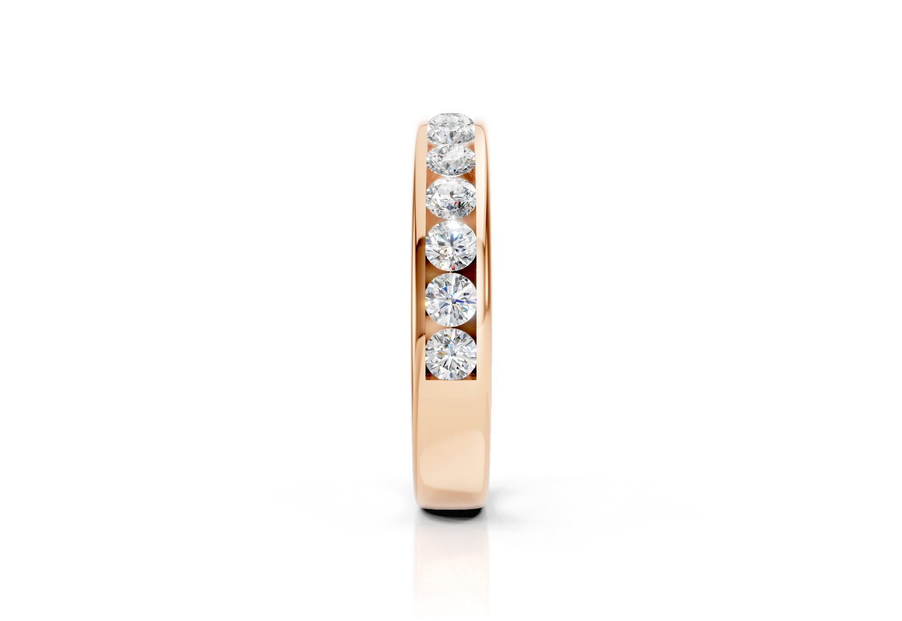 3.7mm channel set diamond wedding band 0.45ct round diamonds in gold platinum and palladium