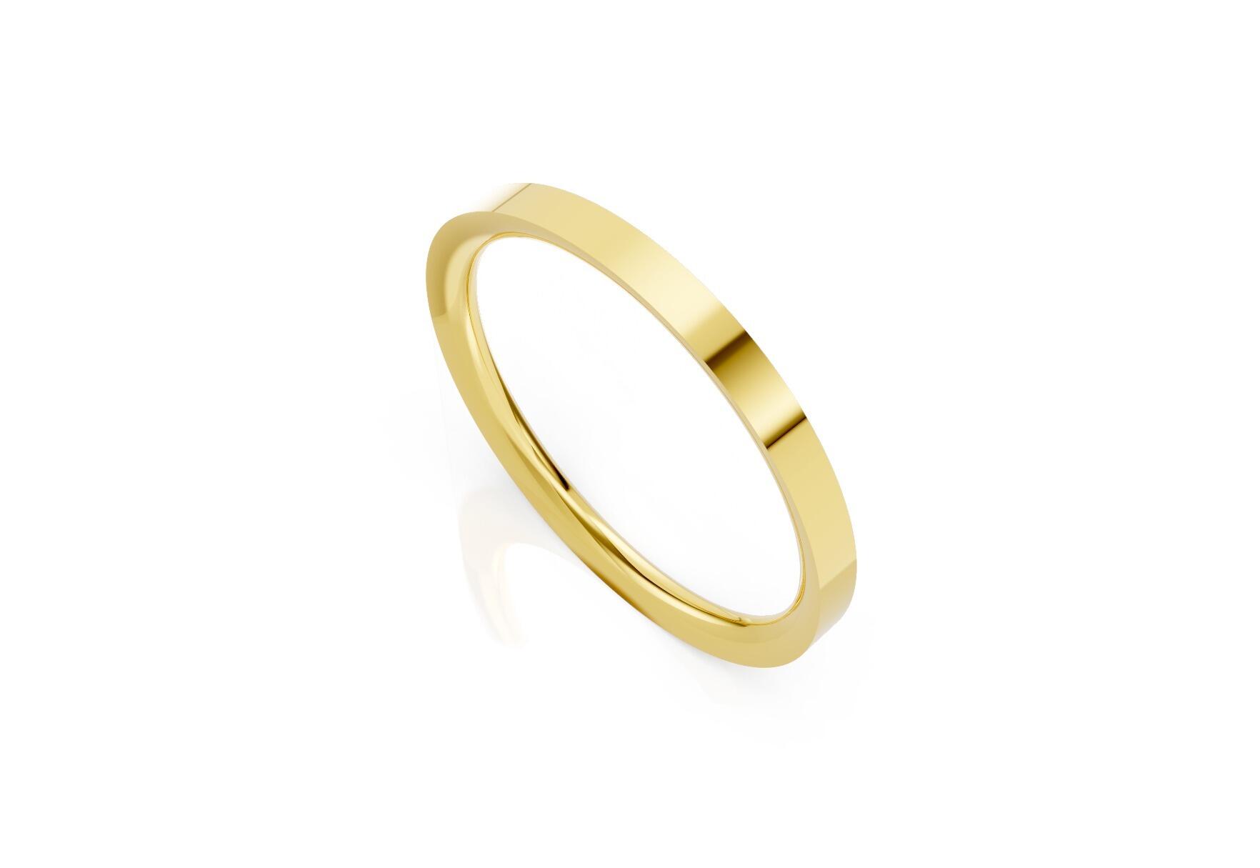 Ladies 2mm light flat court comfort fit wedding ring 1.3mm depth in gold platinum palladium and argentium silver
