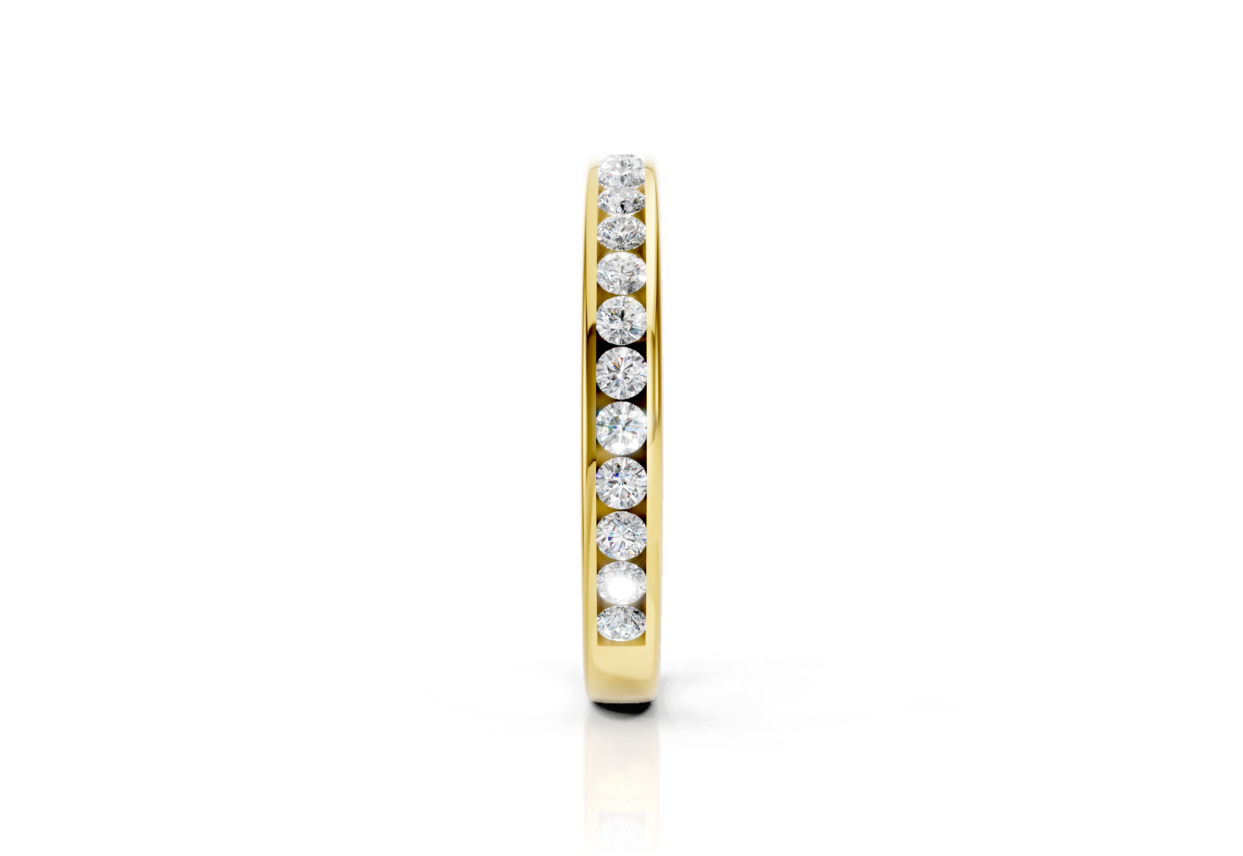 2.7mm channel set diamond wedding band 0.33ct round diamonds 50 percent set in gold platinum and palladium