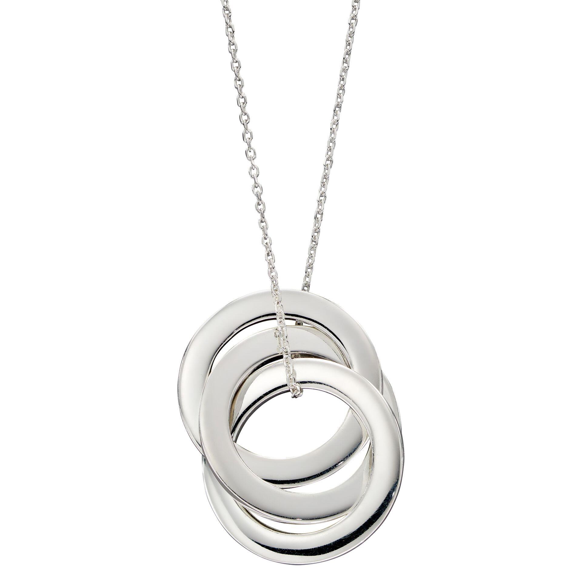 Interlinked Silver Circle Necklace - Large - Siop Wyn