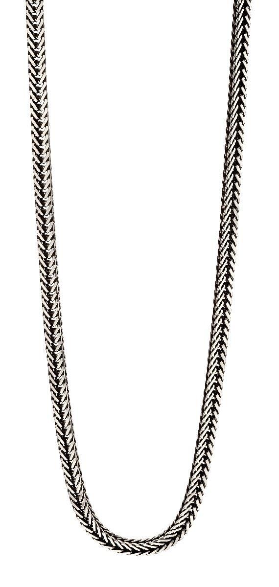 "fredbennett® Oxidised Sterling Silver Foxtail Chain Necklace – rugged and stylish everyday men’s chain, skin-safe and presented in a suede pouch from Gold and Diamonds."