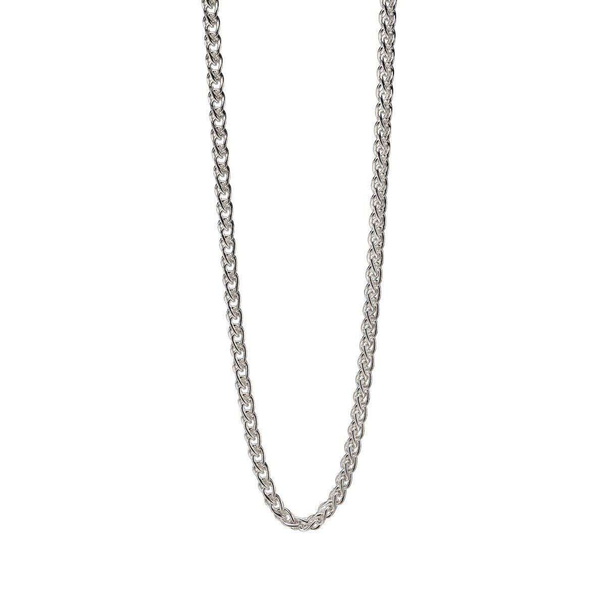 "fredbennett® Heavyweight Sterling Silver Spiga Link Chain Necklace – polished men’s silver chain with bold structure, skin-safe and presented in a suede pouch from Gold and Diamonds."