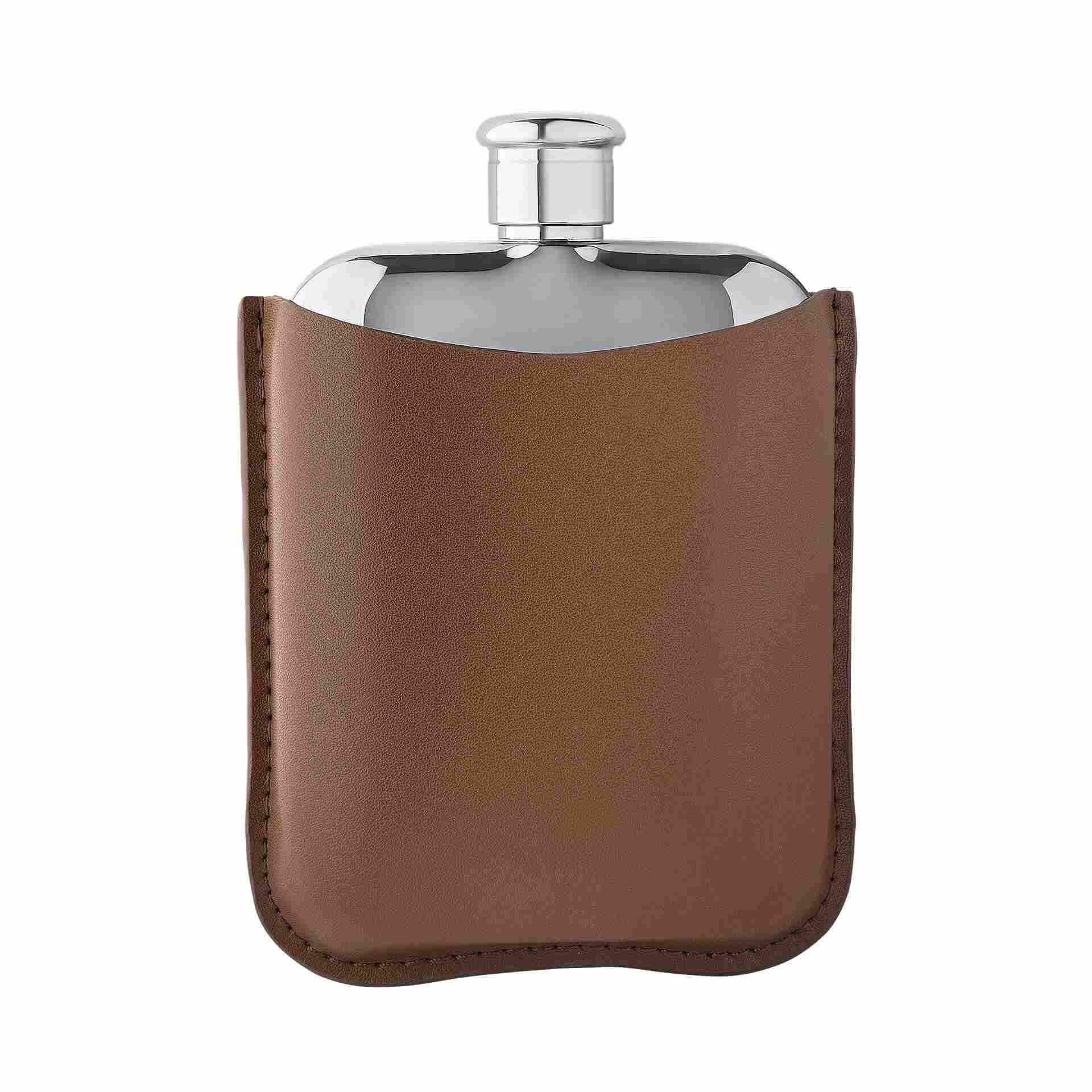 Personalised Hip Flask With Leather Sleeve Groomsmen Groom Gift 