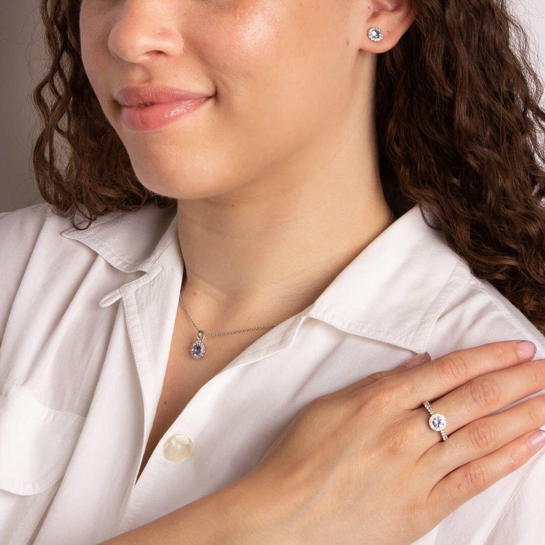 Diamonfire® Sky Blue Pave Zirconia Stud Earrings in Triple Plated Sterling Silver – Elegant Sparkling Jewellery by Gold and Diamonds