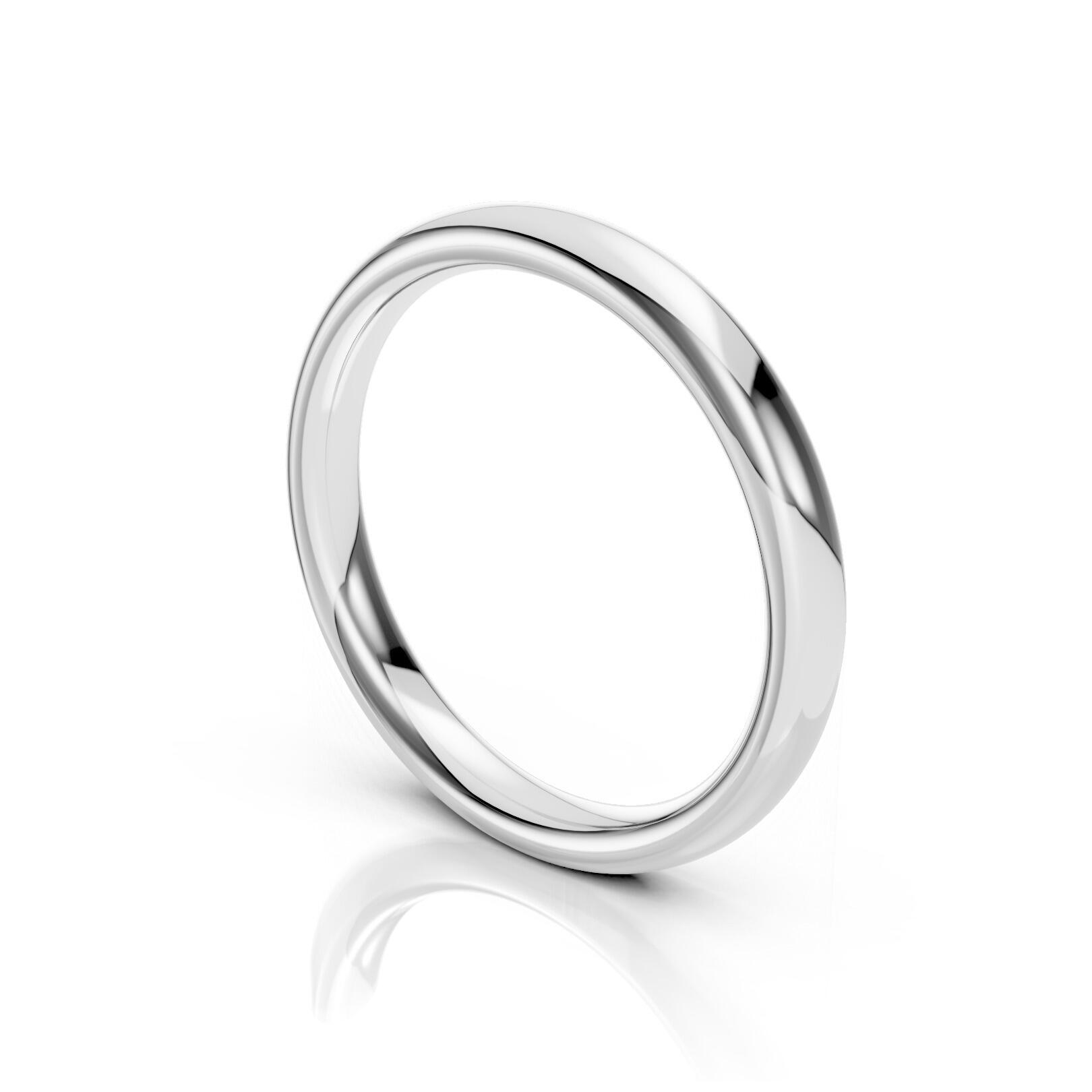 Ladies 3mm heavy weight traditional court shaped wedding band in gold, platinum, palladium, silver, titanium and black zirconium with polished finish