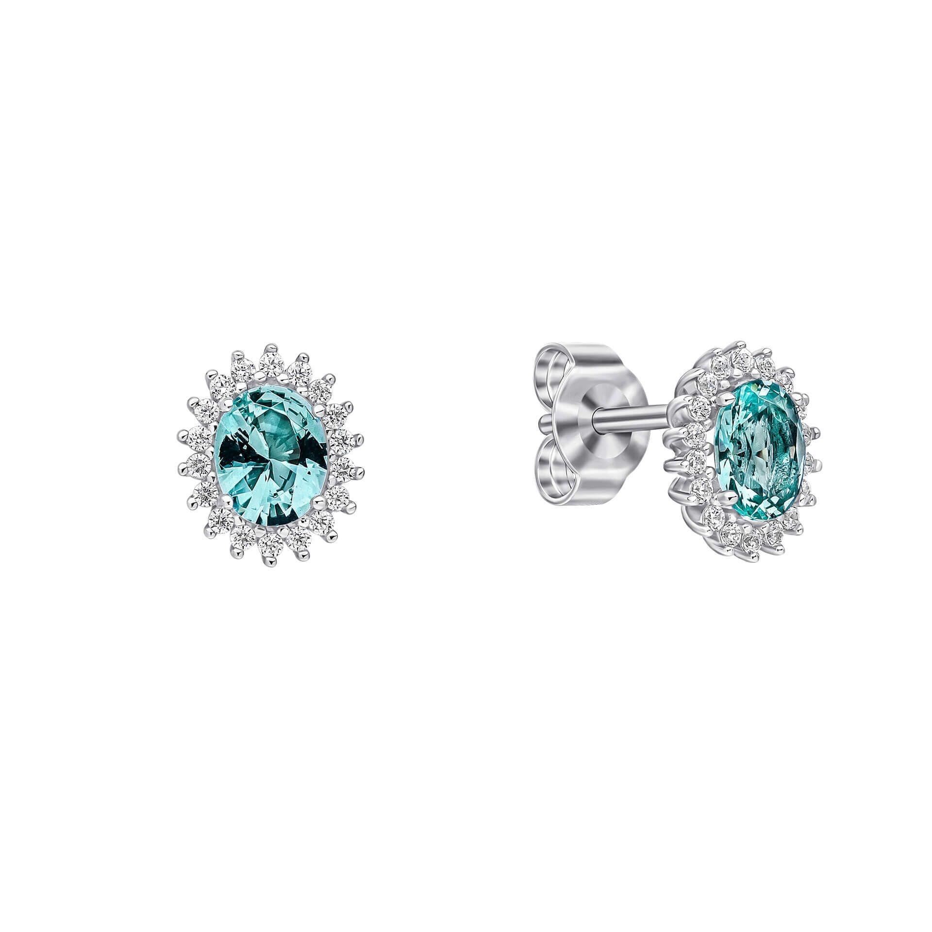 Diamonfire® Paraiba-Inspired Halo Zirconia Stud Earrings in Triple Plated Sterling Silver – Luxury Jewellery by Gold and Diamonds
