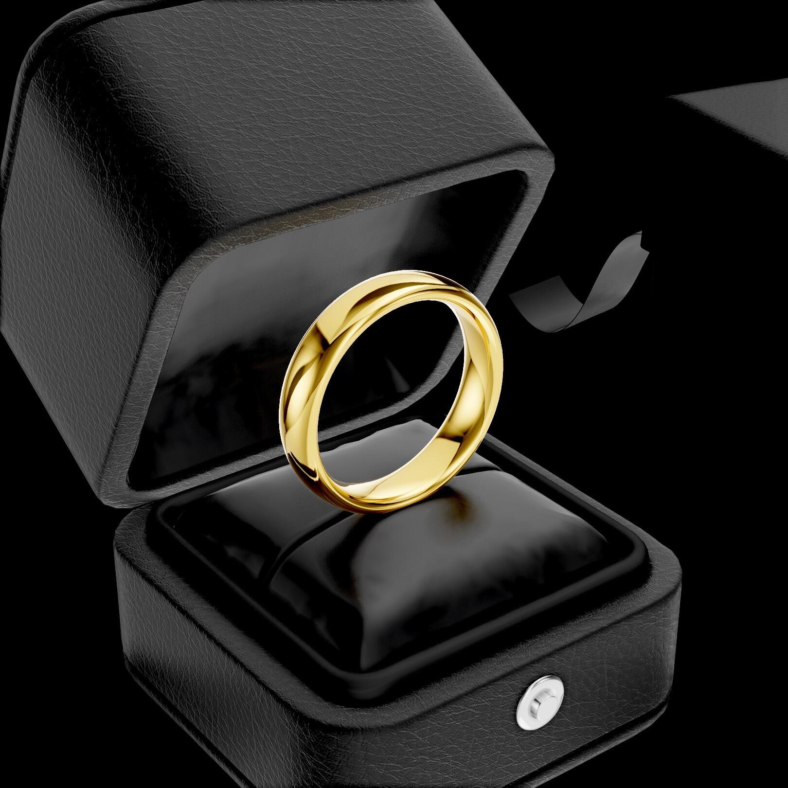 Ladies 5mm heavy weight traditional court shaped wedding band 2.1mm depth in gold platinum palladium silver titanium and black zirconium