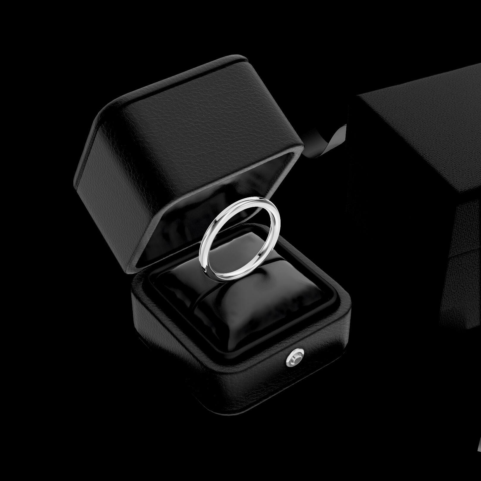 Mens 2.5mm heavy traditional court comfort fit wedding ring 2.1mm depth in gold platinum palladium silver titanium and black zirconium