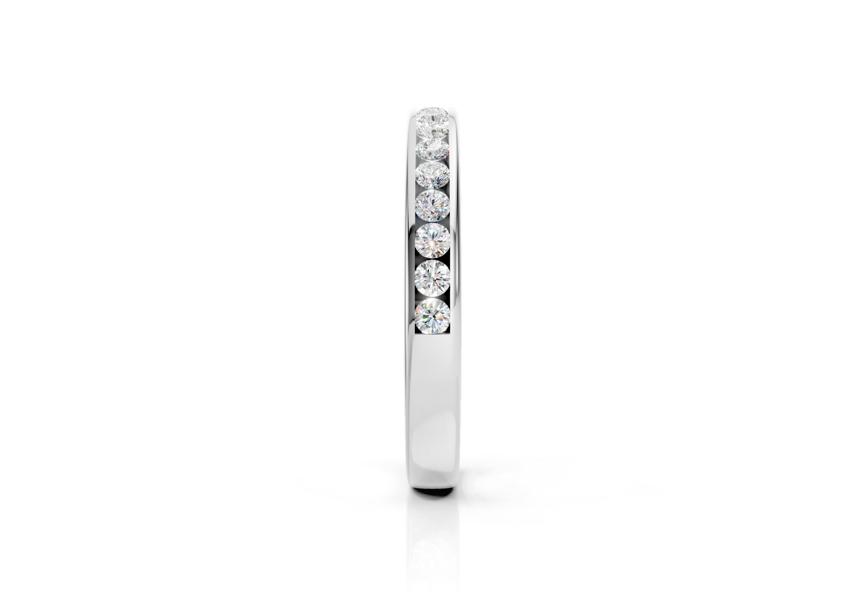 2.7mm channel set diamond wedding band 0.20ct round diamonds in gold platinum and palladium