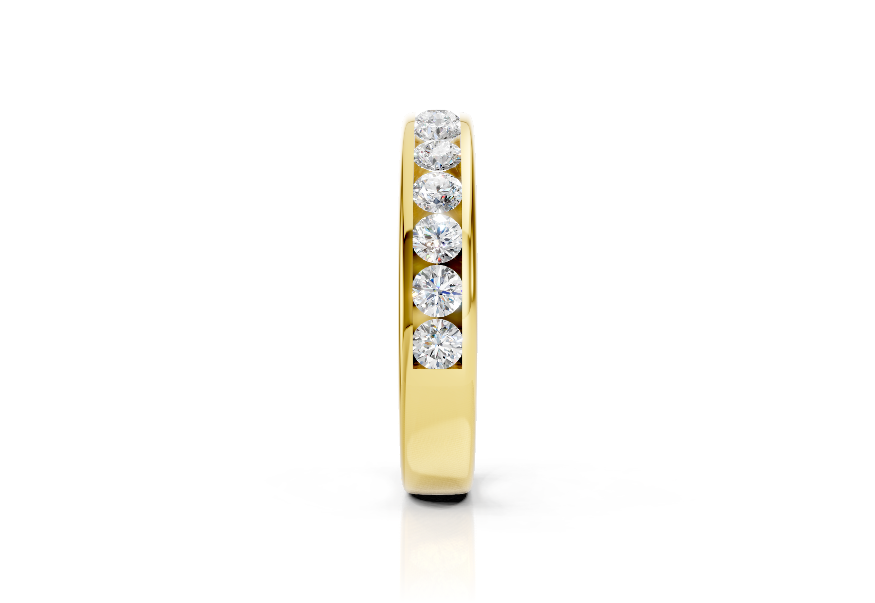 3.7mm channel set diamond wedding band 0.45ct round diamonds in gold platinum and palladium