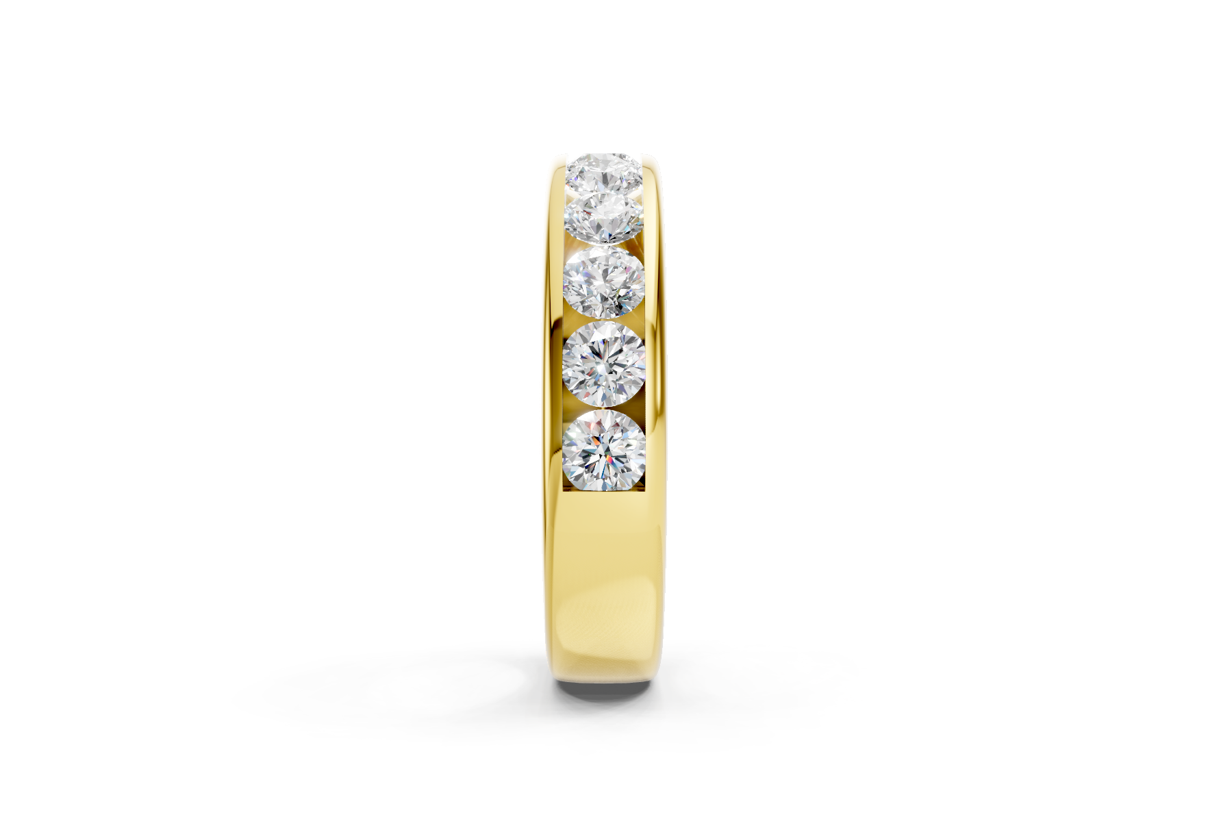 4.5mm channel set diamond wedding band 0.75ct round diamonds in gold platinum and palladium