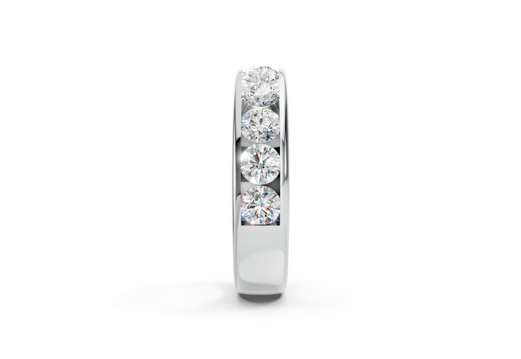 5mm channel set diamond wedding band 1.12ct round diamonds in gold platinum and palladium