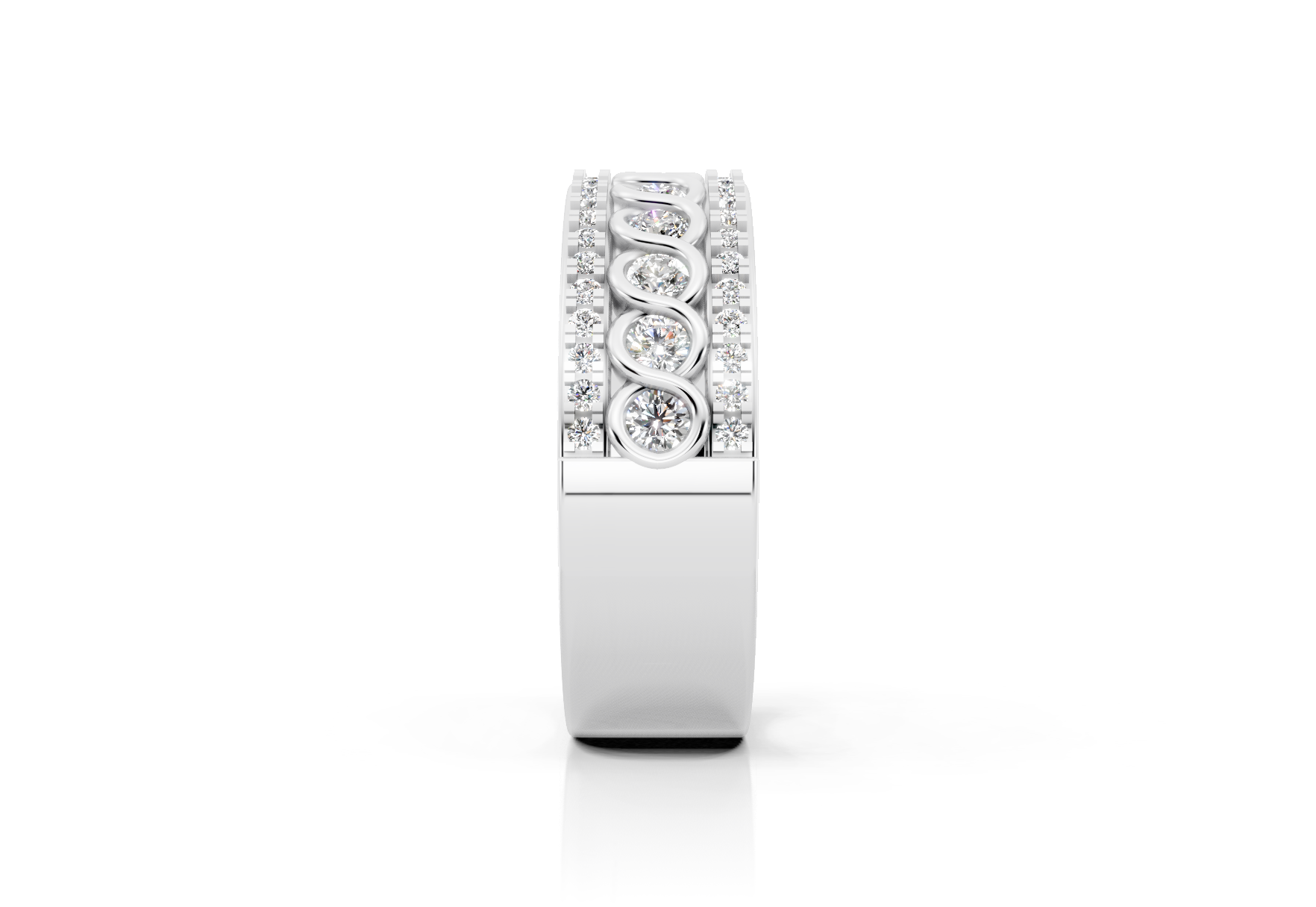 6.2mm fancy diamond wedding band 0.82ct round diamonds prong and bezel set in gold and platinum