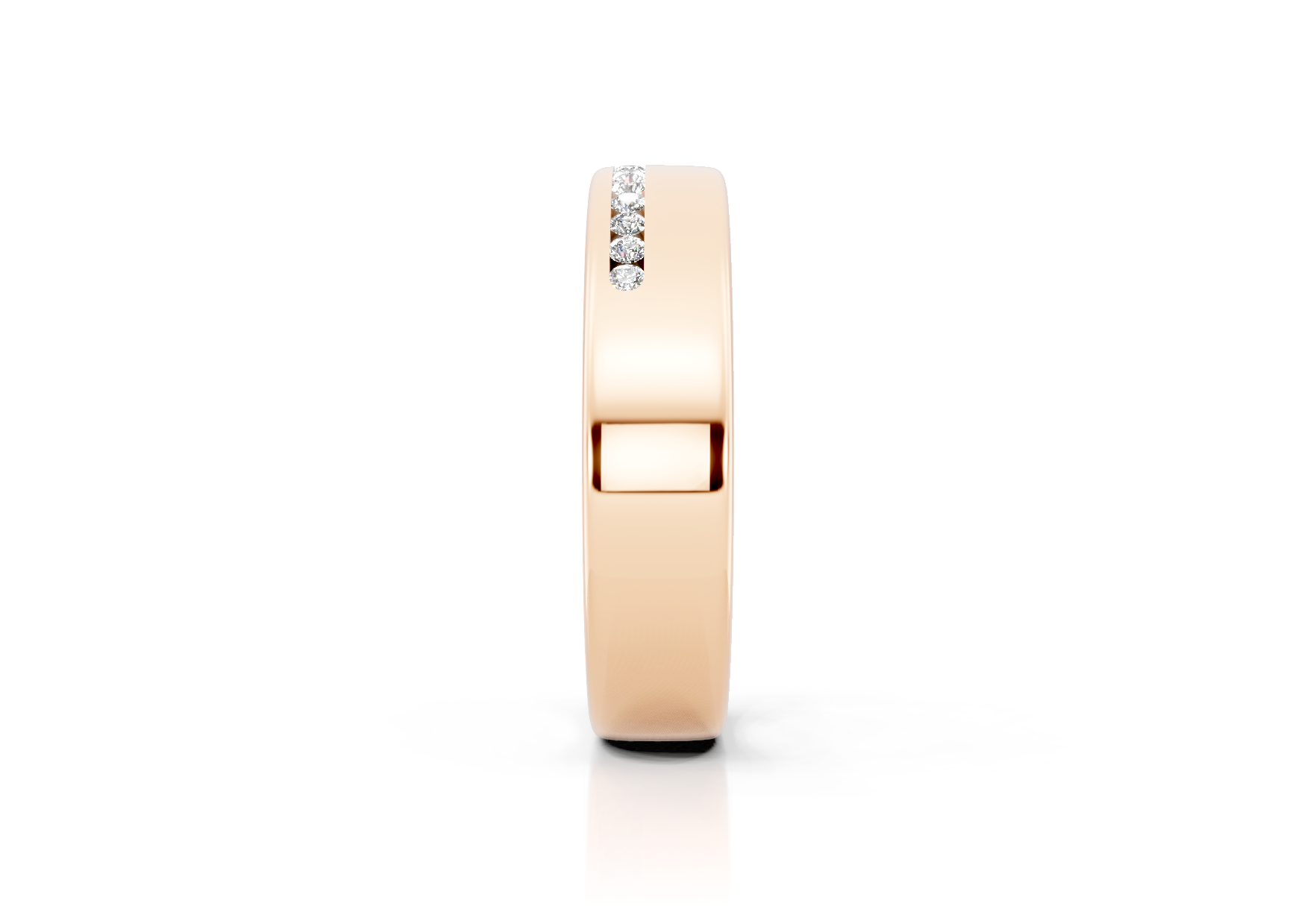 5mm offset channel diamond wedding band 0.12ct round diamonds 30 percent set in gold platinum and palladium