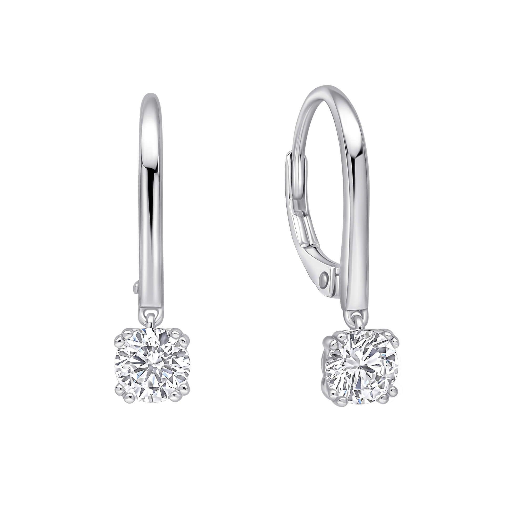 Diamonfire® 0.50ct Solitaire French Hook Zirconia Earrings in Triple Plated Sterling Silver with Double Claw Setting – Luxury Jewellery by Gold and Diamonds