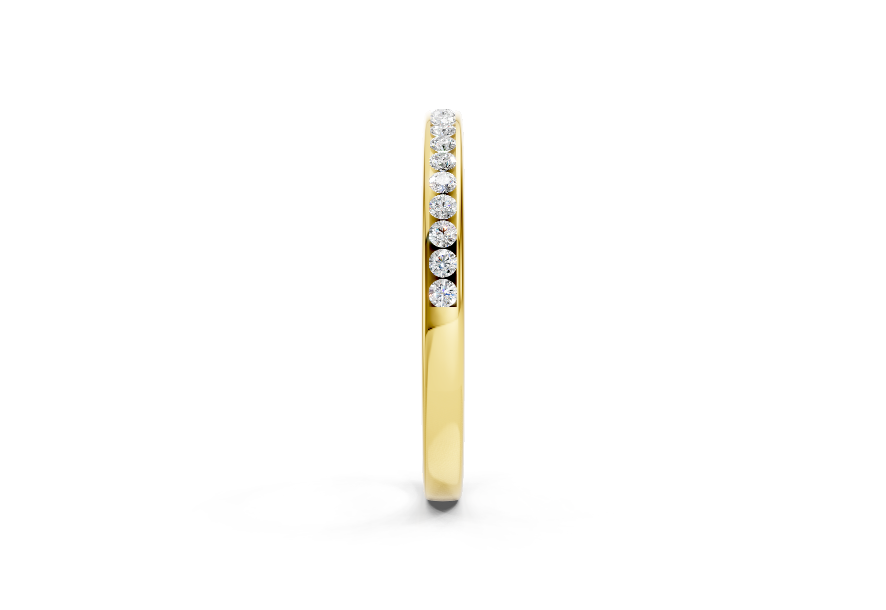 Ladies 2mm channel set diamond wedding ring 0.09ct round diamonds in gold platinum and palladium