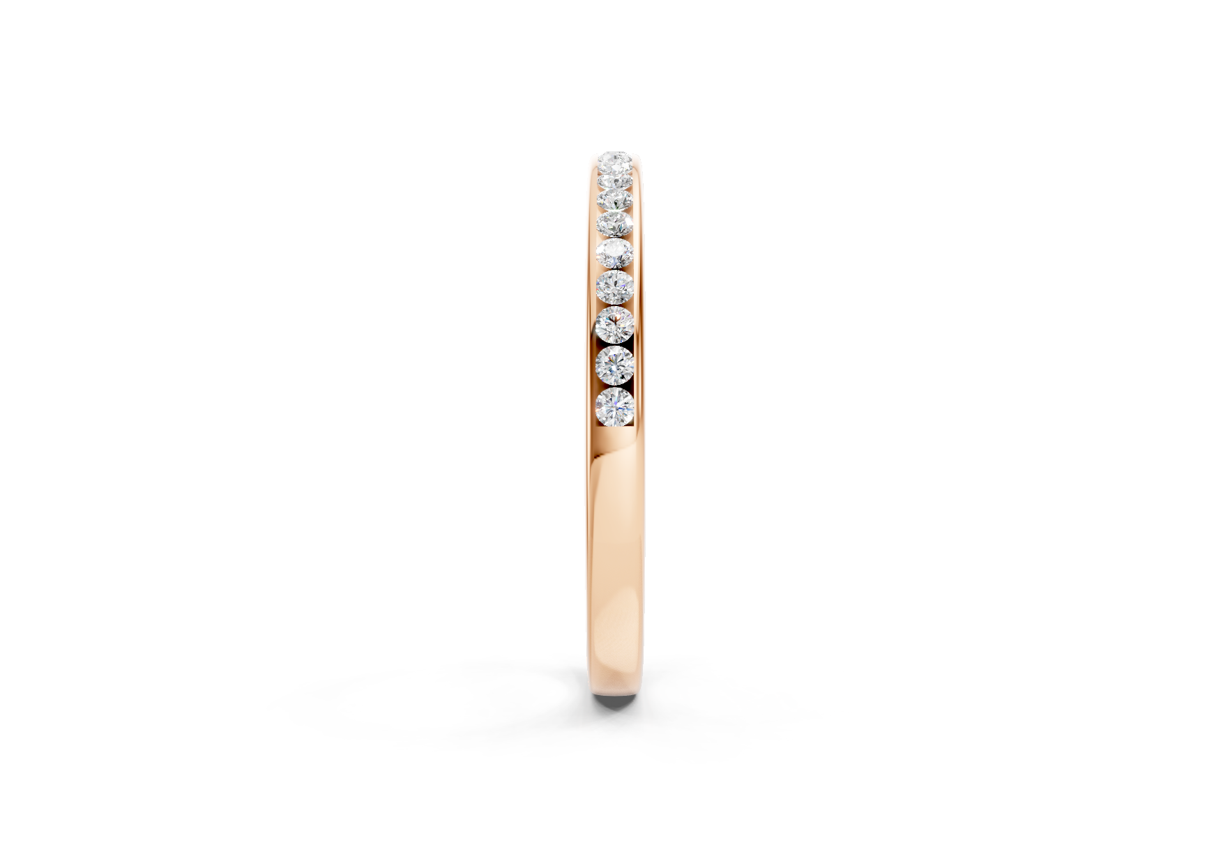 Ladies 2mm channel set diamond wedding ring 0.09ct round diamonds in gold platinum and palladium