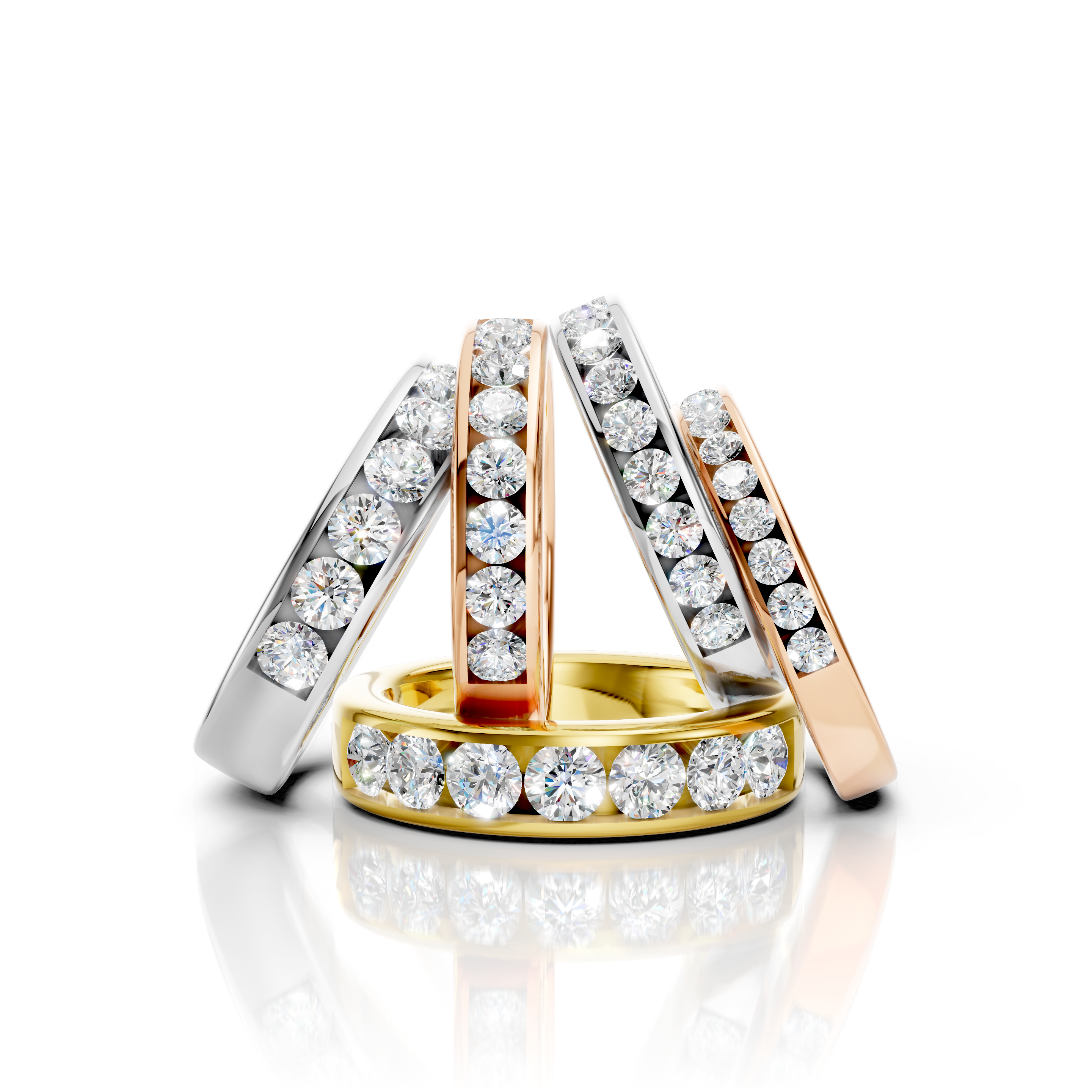 diamond set wedding rings in gold platinum and palladium with natural and lab grown diamonds