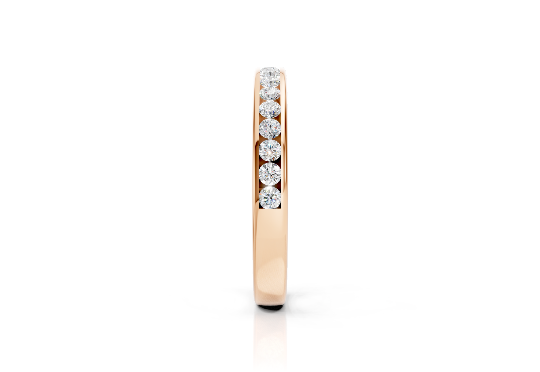 2.7mm channel set diamond wedding band 0.20ct round diamonds in gold platinum and palladium