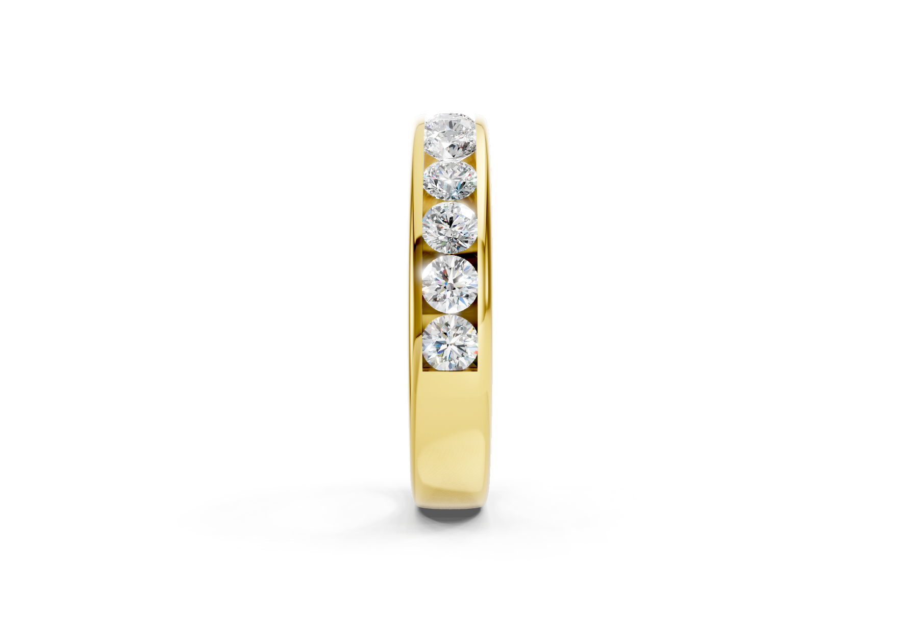 4mm channel set diamond wedding band 0.60ct round diamonds in gold platinum and palladium