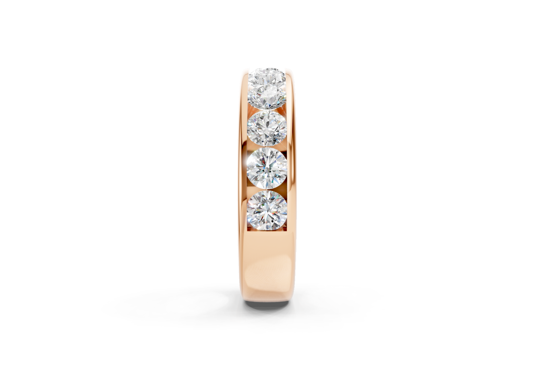 5mm channel set diamond wedding band 1.12ct round diamonds in gold platinum and palladium