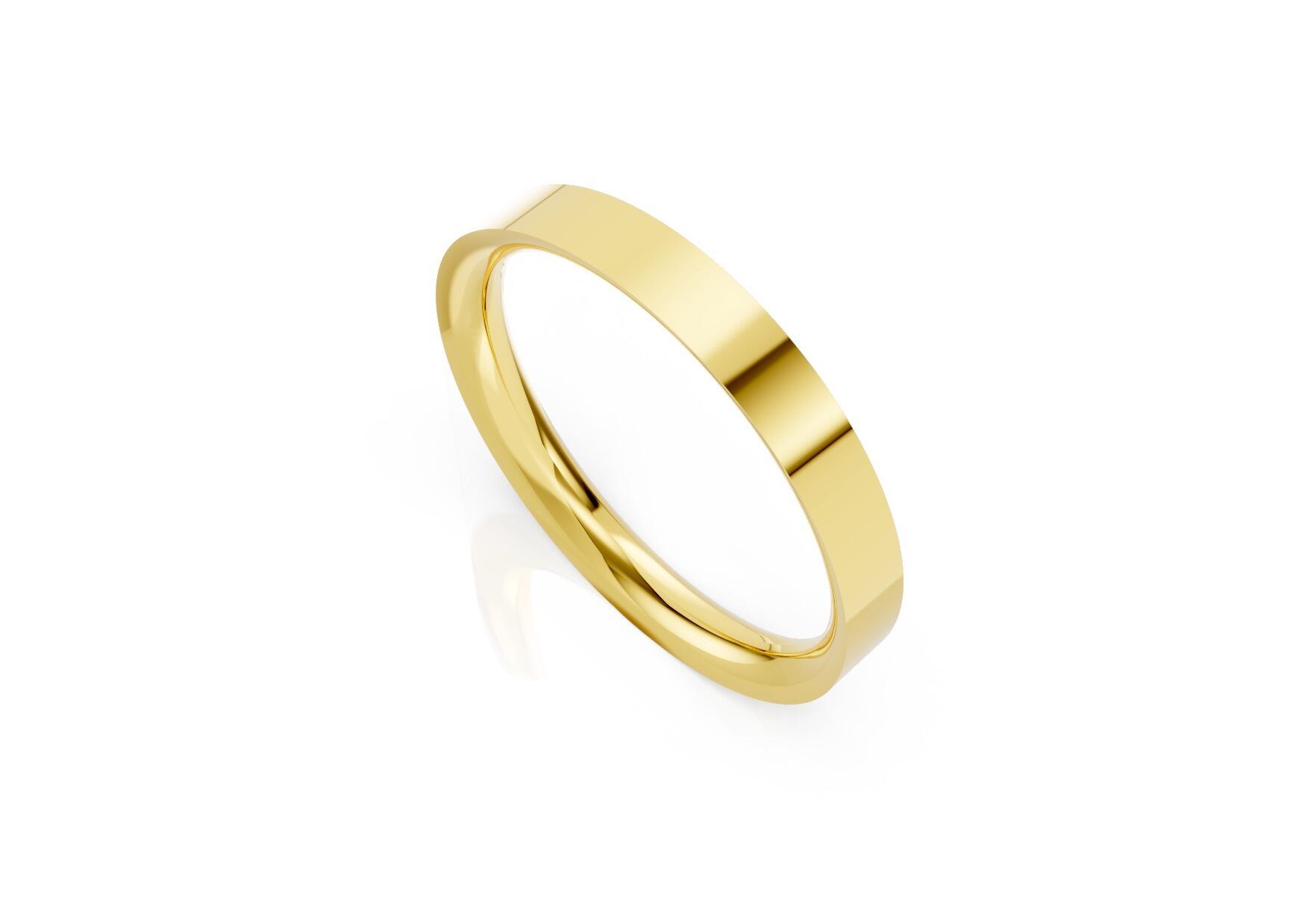 Ladies 3mm medium flat court comfort fit wedding ring 1.7mm depth in yellow gold white gold rose gold platinum palladium and argentium silver