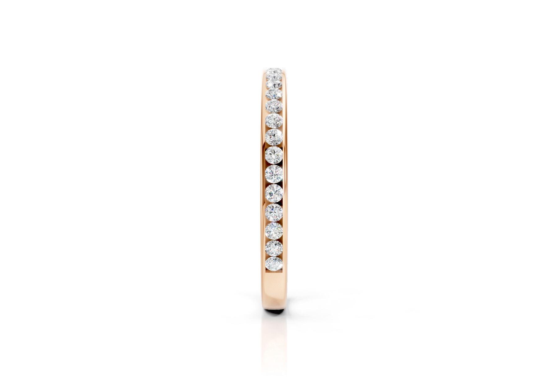 2mm channel set diamond wedding band 0.15ct round diamonds 50 percent set in gold platinum and palladium