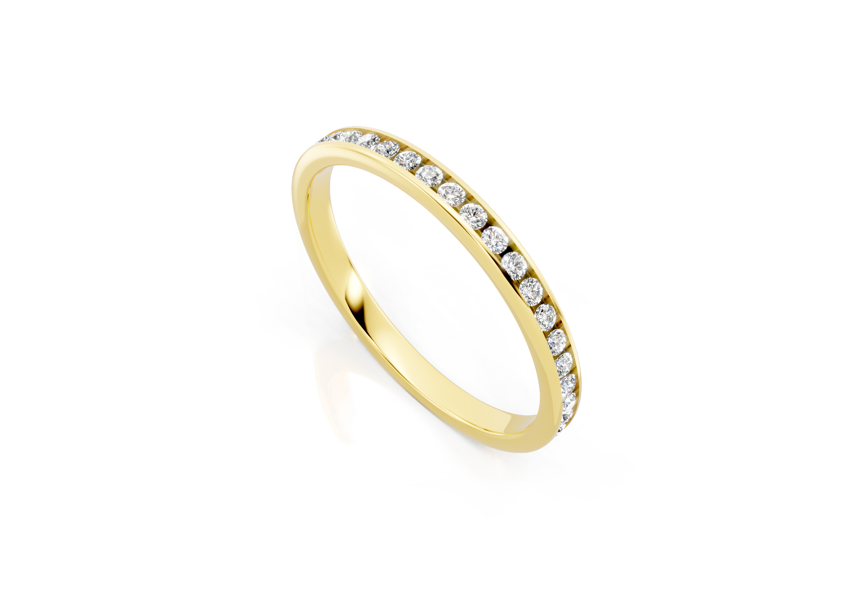 2.2mm full channel set diamond wedding band 0.40ct round diamonds in gold platinum and palladium