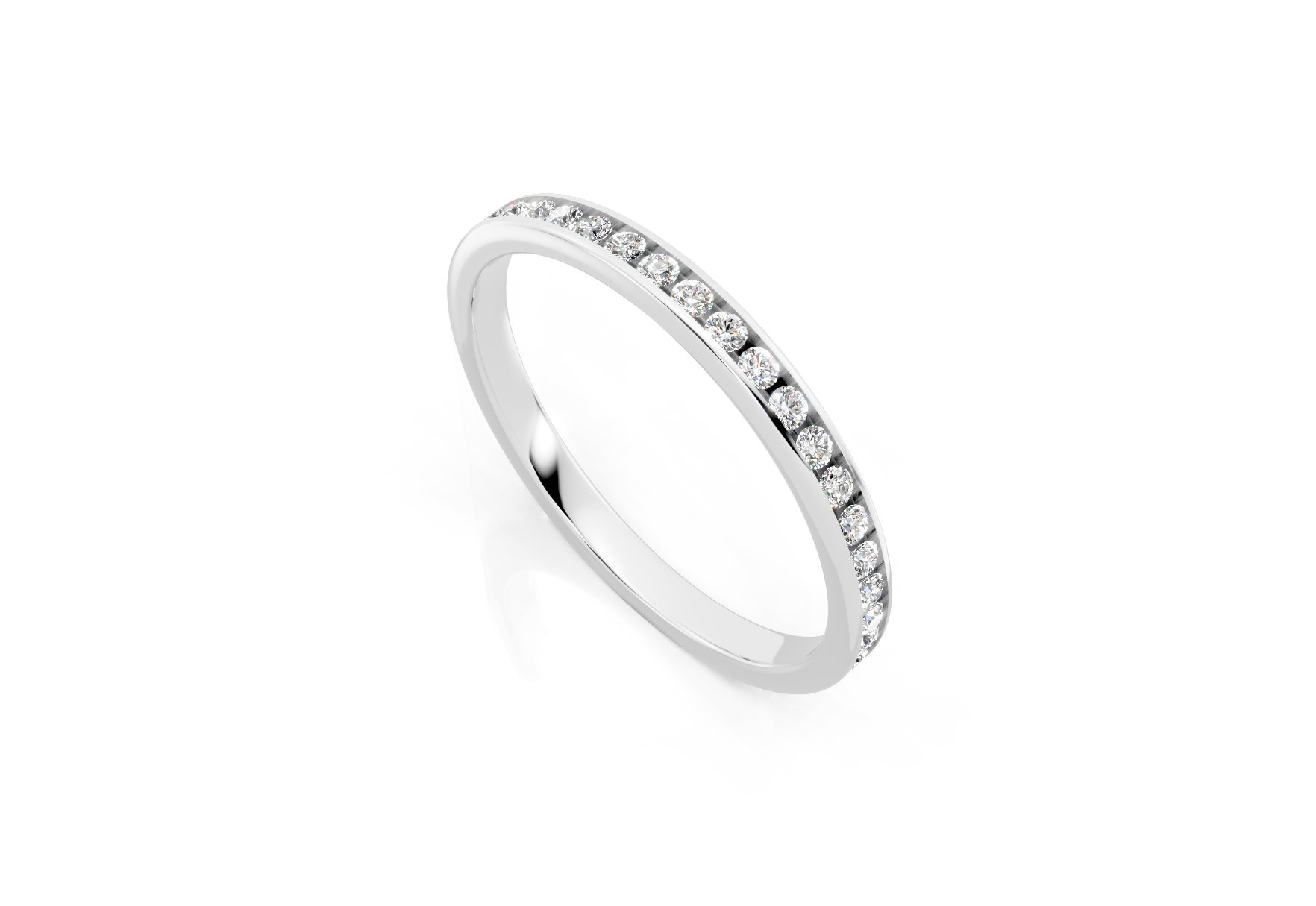 2.2mm full channel set diamond wedding band 0.40ct round diamonds in gold platinum and palladium
